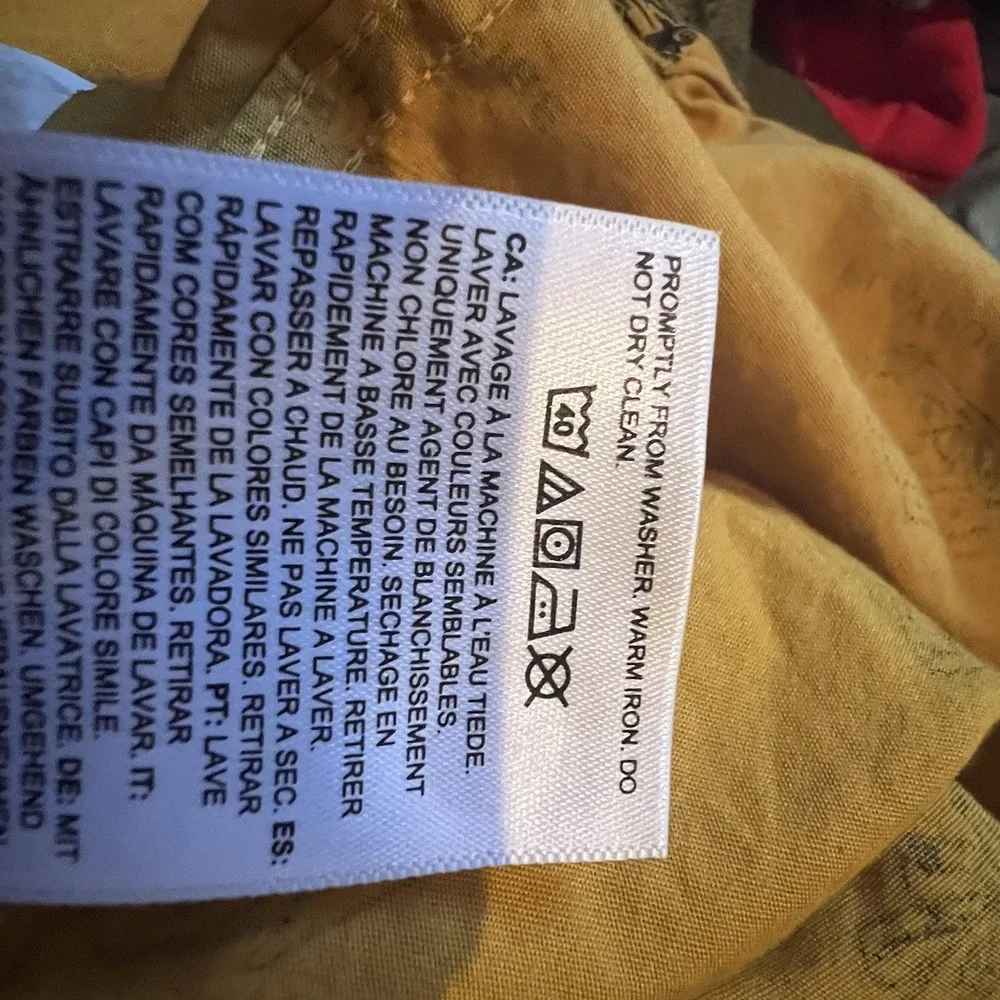 The North Face Men's XL Short-Sleeve Camp Shirt Gold Yellow Campfire Print